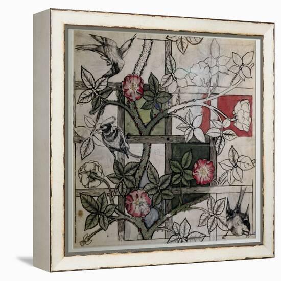 Original Artwork for 'Trellis' Wallpaper Design, 1862 (W/C on Paper)-William Morris-Framed Premier Image Canvas