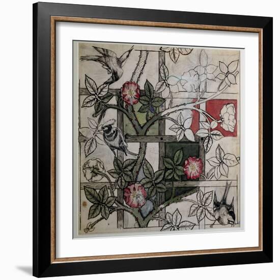 Original Artwork for 'Trellis' Wallpaper Design, 1862 (W/C on Paper)-William Morris-Framed Giclee Print