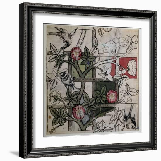 Original Artwork for 'Trellis' Wallpaper Design, 1862 (W/C on Paper)-William Morris-Framed Giclee Print