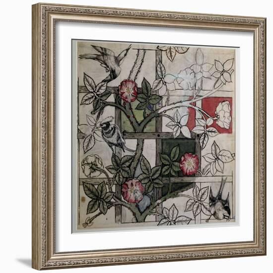 Original Artwork for 'Trellis' Wallpaper Design, 1862 (W/C on Paper)-William Morris-Framed Premium Giclee Print