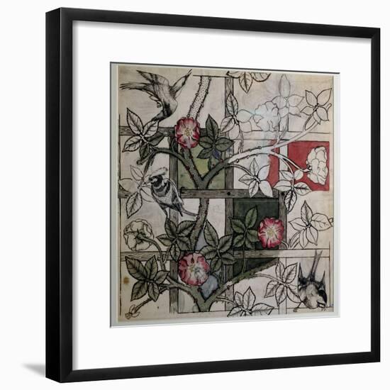 Original Artwork for 'Trellis' Wallpaper Design, 1862 (W/C on Paper)-William Morris-Framed Premium Giclee Print