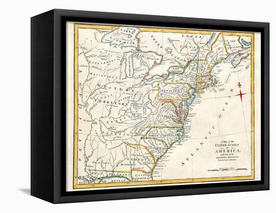 Original Map Of North America-Tektite-Framed Stretched Canvas