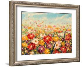 Original Oil Painting of Flowers,Beautiful Field Flowers on Canvas. Modern Impressionism.Impasto Ar-Lera Art-Framed Art Print