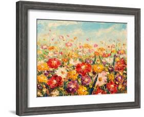 Original Oil Painting of Flowers,Beautiful Field Flowers on Canvas. Modern Impressionism.Impasto Ar-Lera Art-Framed Art Print