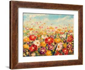 Original Oil Painting of Flowers,Beautiful Field Flowers on Canvas. Modern Impressionism.Impasto Ar-Lera Art-Framed Art Print