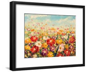 Original Oil Painting of Flowers,Beautiful Field Flowers on Canvas. Modern Impressionism.Impasto Ar-Lera Art-Framed Art Print
