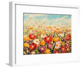 Original Oil Painting of Flowers,Beautiful Field Flowers on Canvas. Modern Impressionism.Impasto Ar-Lera Art-Framed Art Print