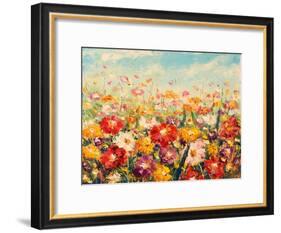 Original Oil Painting of Flowers,Beautiful Field Flowers on Canvas. Modern Impressionism.Impasto Ar-Lera Art-Framed Art Print