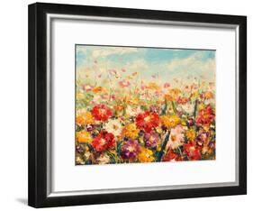 Original Oil Painting of Flowers,Beautiful Field Flowers on Canvas. Modern Impressionism.Impasto Ar-Lera Art-Framed Art Print