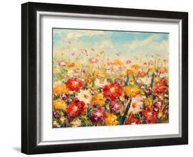 Original Oil Painting of Flowers,Beautiful Field Flowers on Canvas. Modern Impressionism.Impasto Ar-Lera Art-Framed Art Print