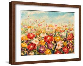 Original Oil Painting of Flowers,Beautiful Field Flowers on Canvas. Modern Impressionism.Impasto Ar-Lera Art-Framed Art Print