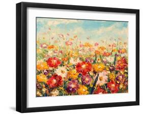 Original Oil Painting of Flowers,Beautiful Field Flowers on Canvas. Modern Impressionism.Impasto Ar-Lera Art-Framed Art Print