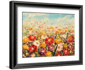 Original Oil Painting of Flowers,Beautiful Field Flowers on Canvas. Modern Impressionism.Impasto Ar-Lera Art-Framed Art Print