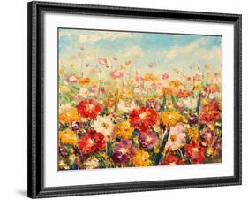 Original Oil Painting of Flowers,Beautiful Field Flowers on Canvas. Modern Impressionism.Impasto Ar-Lera Art-Framed Art Print