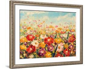 Original Oil Painting of Flowers,Beautiful Field Flowers on Canvas. Modern Impressionism.Impasto Ar-Lera Art-Framed Art Print