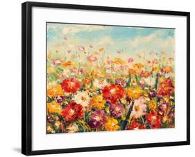 Original Oil Painting of Flowers,Beautiful Field Flowers on Canvas. Modern Impressionism.Impasto Ar-Lera Art-Framed Art Print