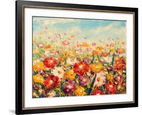 Original Oil Painting of Flowers,Beautiful Field Flowers on Canvas. Modern Impressionism.Impasto Ar-Lera Art-Framed Art Print