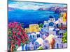 Original Oil Painting on Canvas. Greek Scenery, Blue Sea and White Houses.-Ivailo Nikolov-Mounted Art Print