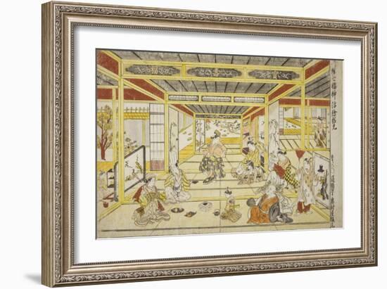 Original Perspective Picture of the Fashionable Seven Gods of Good Fortune , 1740s-Okumura Masanobu-Framed Giclee Print