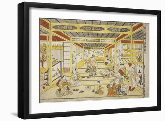 Original Perspective Picture of the Fashionable Seven Gods of Good Fortune , 1740s-Okumura Masanobu-Framed Giclee Print