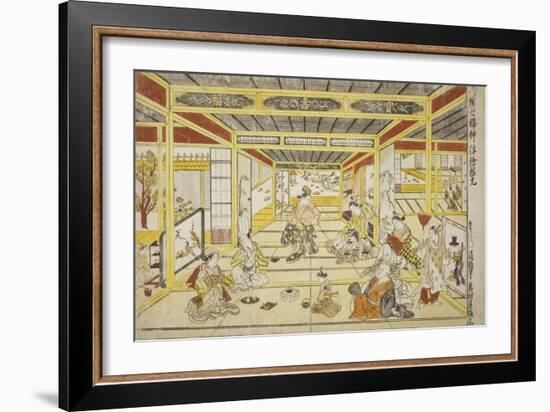 Original Perspective Picture of the Fashionable Seven Gods of Good Fortune , 1740s-Okumura Masanobu-Framed Giclee Print