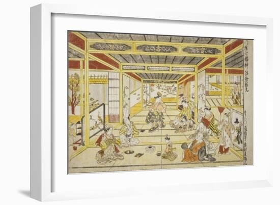 Original Perspective Picture of the Fashionable Seven Gods of Good Fortune , 1740s-Okumura Masanobu-Framed Giclee Print