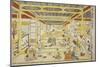 Original Perspective Picture of the Fashionable Seven Gods of Good Fortune , 1740s-Okumura Masanobu-Mounted Giclee Print