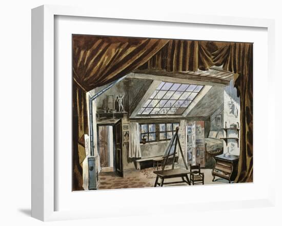 Original Set Design Sketch for Third Act of Opera La Boheme-Ruggero Leoncavallo-Framed Giclee Print