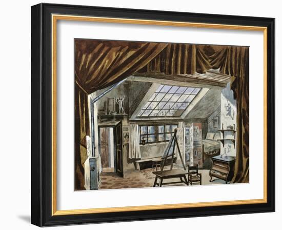 Original Set Design Sketch for Third Act of Opera La Boheme-Ruggero Leoncavallo-Framed Giclee Print