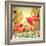 Original Watercolor Poppy Flower in Gold Background-karakotsya-Framed Art Print