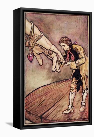 Original Watercolour Illustration for 'Gulliver's Travels' by Swift, Gulliver in Brobdingnag, 1909-Arthur Rackham-Framed Premier Image Canvas