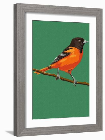 Oriole and Branch-Lantern Press-Framed Art Print