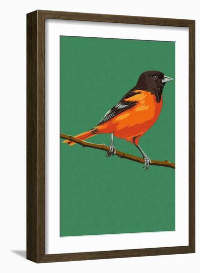 Oriole and Branch-Lantern Press-Framed Art Print