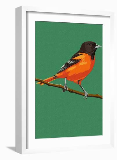 Oriole and Branch-Lantern Press-Framed Art Print