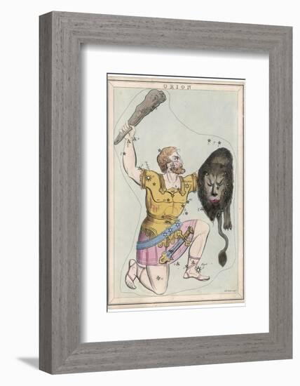 Orion Giant Hunter Clubbing a Lion-Sidney Hall-Framed Photographic Print