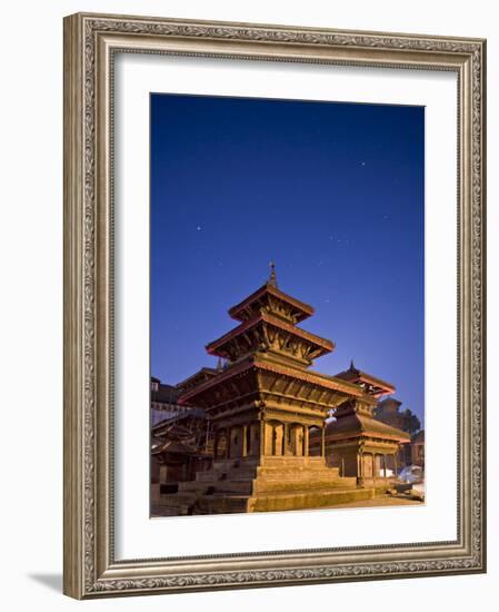Orion in Sky at Dawn Above Pagoda Temple, Unesco World Heritage Site, Nepal-Don Smith-Framed Photographic Print