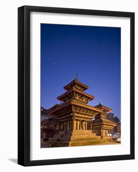 Orion in Sky at Dawn Above Pagoda Temple, Unesco World Heritage Site, Nepal-Don Smith-Framed Photographic Print