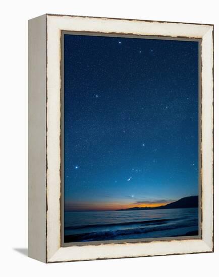 Orion Over the Georgia Strait, Canada-David Nunuk-Framed Premier Image Canvas