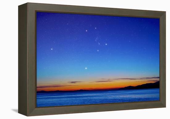 Orion Over the Georgia Strait, Canada-David Nunuk-Framed Premier Image Canvas