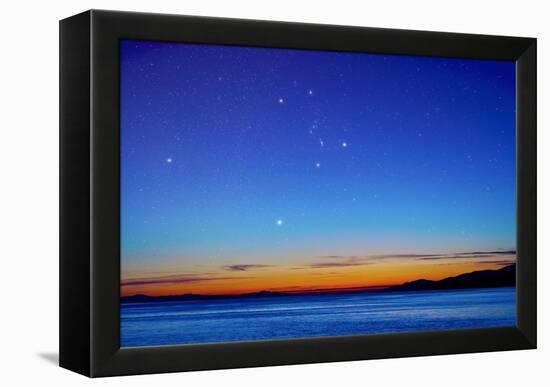 Orion Over the Georgia Strait, Canada-David Nunuk-Framed Premier Image Canvas