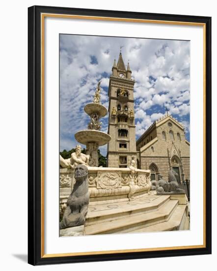 Orione Fountain, Clock Tower and Duomo, Messina, Sicily, Italy, Europe-Richard Cummins-Framed Photographic Print