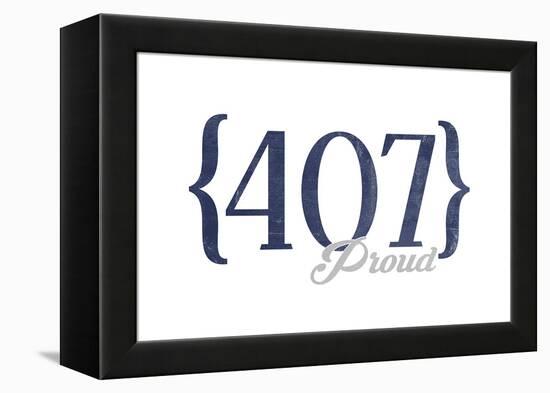 Orlando, Florida - 407 Area Code (Blue)-Lantern Press-Framed Stretched Canvas