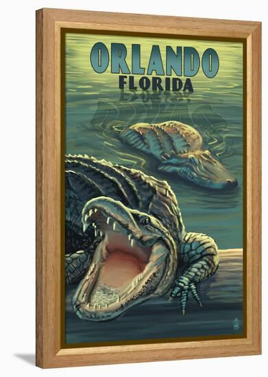Orlando, Florida - Alligators-Lantern Press-Framed Stretched Canvas