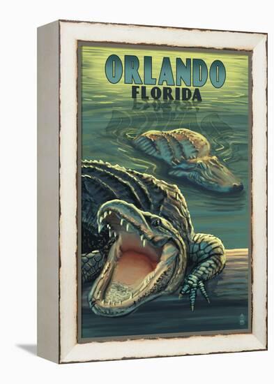 Orlando, Florida - Alligators-Lantern Press-Framed Stretched Canvas