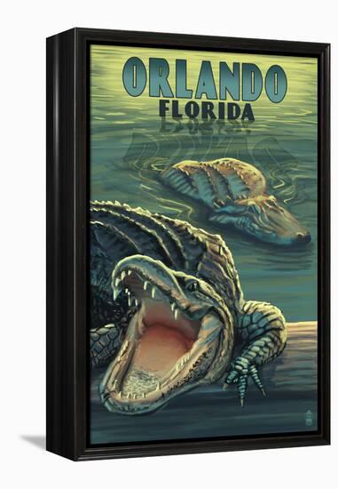 Orlando, Florida - Alligators-Lantern Press-Framed Stretched Canvas