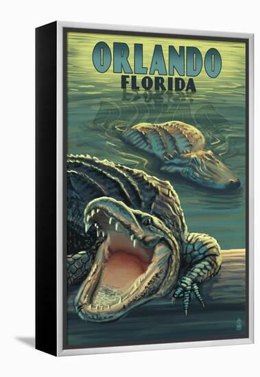 Orlando, Florida - Alligators-Lantern Press-Framed Stretched Canvas