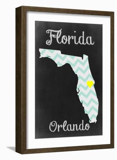 Orlando, Florida - Chalkboard State Heart-Lantern Press-Framed Art Print