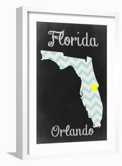 Orlando, Florida - Chalkboard State Heart-Lantern Press-Framed Art Print