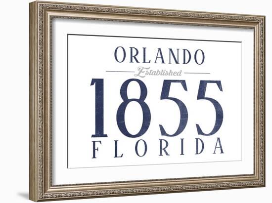 Orlando, Florida - Established Date (Blue)-Lantern Press-Framed Art Print