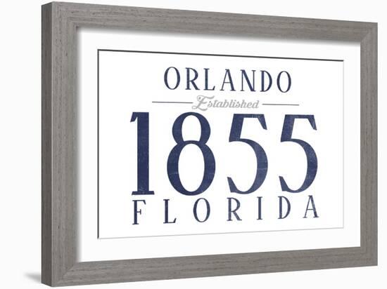 Orlando, Florida - Established Date (Blue)-Lantern Press-Framed Art Print